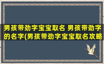 男孩带劲字宝宝取名 男孩带劲字的名字(男孩带劲字宝宝取名攻略及注意事项)